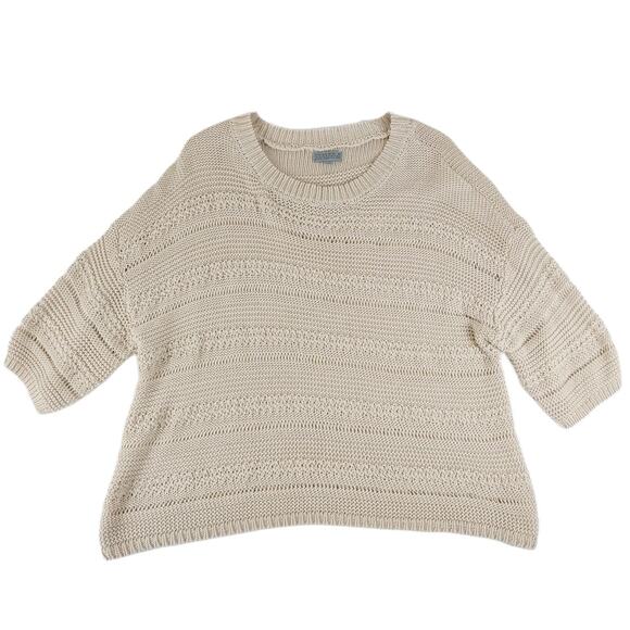 Joseph A Qu'est-Ce Que C'est Silk? Womens L Beige Chunky Knit Sweater Dolman Slv - Picture 6 of 6